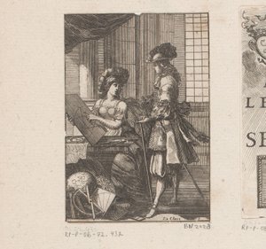 Geometria e homem jovem com desenho geométrico
Página de título para: Pratique de la géometrie, sur le papier et sur le terrain (...), 1669 de Sébastien Leclerc (I)