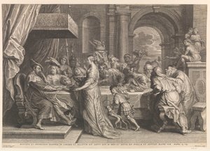 Salomé mostra a cabeça de João Batista a Herodes de Schelte Adamsz. Bolswert