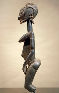 Escultura em madeira e metal, por Mestre de olhos inclinados, altura 59 cm, Arte tribal Dogon Mali