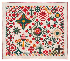 Uma Pêra Floral Quilt, Possivelmente na Pensilvânia de School American