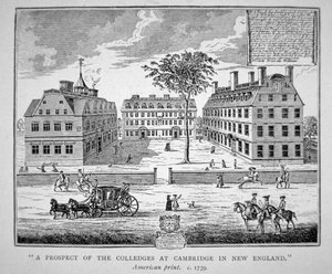 Harvard College, Cambridge, Massachusetts c.1739 (litho) de School American