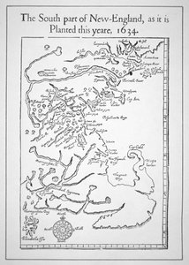 Mapa incluindo a Baía de Massachusetts (litho) de School American