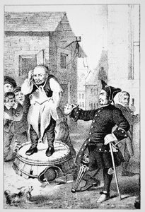 Peter Stuyvesant castiga Willem Wickendam por pregar um sermão batista (litho) de School American