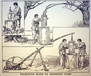 Método primitivo de moagem do milho (litho) de School American