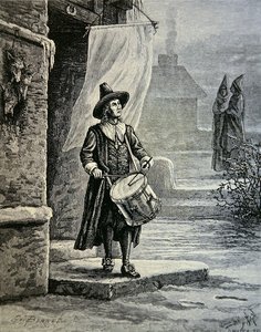 O sino da igreja do Puritano era um baterista (litho) de School American