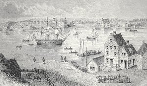 O ferry, Nova York, c.1750 (litho)