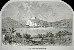 West Point, o forte chave que Benedict Arnold planeou para entregar aos britânicos durante a Guerra da Independência (litho) de School American