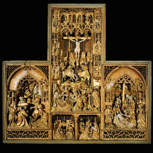 Altar da Paixão, c.1500-10 (carvalho) de School Antwerp