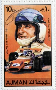 Emirates Arab Units stamp representando o motorista escocês Jackie Stewart (Ne 1939)