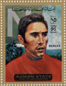 Carimbo dos EAU representando o ciclista Eddy Merckx (nascido em 1945)