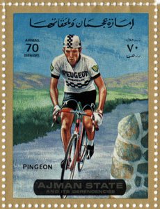 Carimbo dos EAU representando o ciclista Roger Pingeon (Ne 1940)