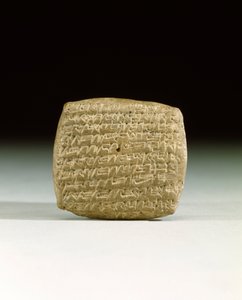 Uma velha tábua cuneiforme assíria, da colônia mercante de Kanesh, na Capadócia, exigindo o pagamento de contas em atraso, c.1900-1800 aC (pedra)