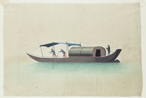 Barco com três barqueiros (pintura) de School Chinese