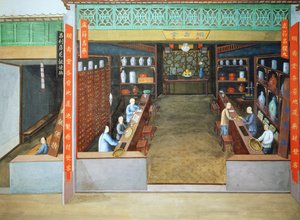 Medicina chinesa, c.1830 (guache sobre papel) de School Chinese
