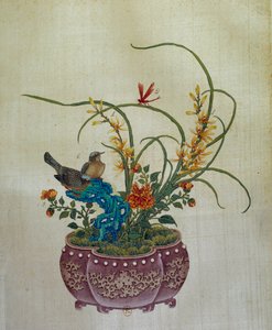 Arte chinesa: flores e pássaros. Pintura em seda do século XVIII. Paris, B.N.