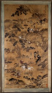 Arte chinesa: "cena de caça" estampa do século XVII. de School Chinese