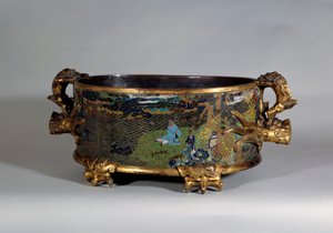 Arte chinesa: cache de pote em cloisonne e-mail. Paris do século XVI, artes decorativas de School Chinese
