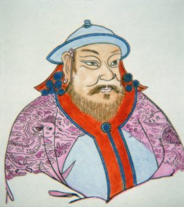 Kublai Khan (tinta colorida sobre papel) de School Chinese