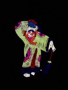 Personagem masculino. Corte de papel pintado ou "Jian Zhi", arte popular chinesa, Pekin. de School Chinese