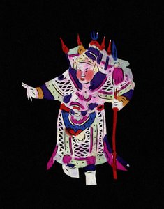 Personagem masculino da Ópera de Pekin. Corte de papel pintado ou "Jian Zhi", arte popular chinesa, Pekin. de School Chinese