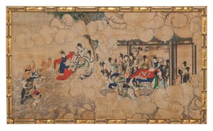 Uma das vinte e quatro cenas de Dream of the Red Chamber de School Chinese