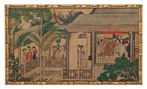 Uma das vinte e quatro cenas de Dream of the Red Chamber de School Chinese