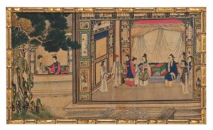 Uma das vinte e quatro cenas de Dream of the Red Chamber de School Chinese