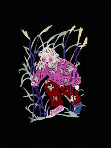 Camponês com ervas aromáticas. Corte de papel pintado ou "Jian Zhi", arte popular chinesa, Pekin. de School Chinese