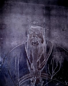 Retrato da Filosofia Chinesa Confucius (551-479 AC), Grave Stone, Museu de Xangai de School Chinese