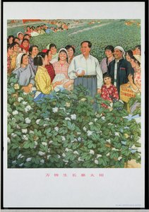 "Dez mil produtos crescem, graças ao sol", cartaz de propaganda da Revolução Cultural Chinesa de School Chinese