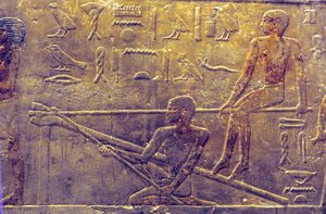 Antigo Egipto, Escultura/Pintura mural, Mastaba/Túmulo de Ti, Saqqara, 5ª Dinastia, Construção naval (foto) de School Egyptian