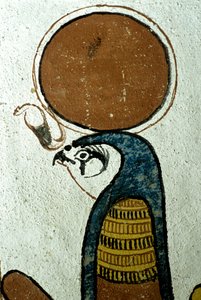 Antigo Egipto, Pintura mural, Hórus, Deus do Sol, Símbolo do Sol, Túmulo de Sennedjem, Tebas, Deir el Medina de School Egyptian