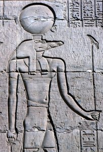 Antigo Egipto, Pintura/gravura mural, Sebek com um ankh de School Egyptian