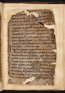 Uma página do Beowulf a partir de fólios por vezes chamada O 