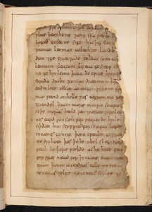Uma página de Beowulf dos fólios por vezes designados por "Nowell Codex de School English