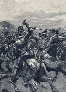 Batalha de Bosworth Field, 22 de Agosto de 1485, Wars of the Roses (litho) de School English