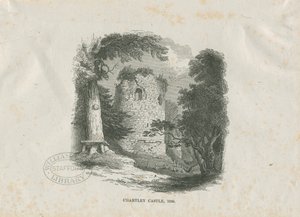 Castelo de Chartley: xilogravura (vinheta) de School English