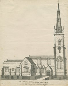Igreja Clifton Campville: desenho a caneta e sépia, sd [ Séc. XIX] (desenho) de School English