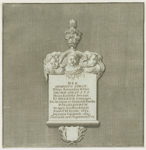 Colwich - Monumento Mural a George Sprat: gravura, nd [?19 cent]. (imprimir) de School English