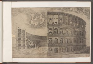 Algodão Augusto III, f.53 O coliseu. Estampas de edifícios antigos, arte e cenas relacionadas, principalmente em Roma de School English