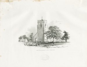 Igreja Drayton Bassett: litografia (vignetted), nd [c 1825-30] (imprimir) de School English