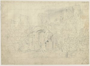 Dudley Castle - o Barbican: desenho a lápis, sd [ Séc. 19] (desenho) de School English