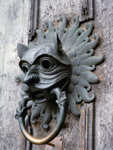 Durham Cathedral Sanctuary Knocker, cópia do original em bronze do século 12 (foto) de School English