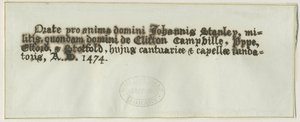 Igreja Elford - Túmulo de Sir John Stanley: desenho com caneta e tinta, nd [?19 cent] (desenho) de School English