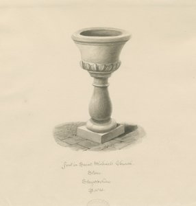 Fonte na Igreja de Pedra - &39;St. Michael&39;s &39;: desenho sépia de School English