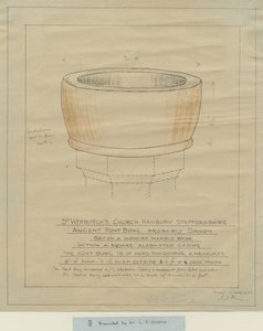 Igreja de Hanbury - Ancient Font Bowl: tracing, nd [1933] (desenho) de School English