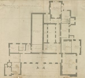 Interior do Beaudesert Hall and Park: desenho a caneta de School English