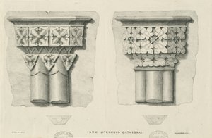 Interior da Catedral de Lichfield - Folha Esculpida: litografia, nd [?19 cent] (estampado) de School English