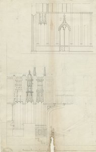 Interior da Catedral de Lichfield - West End of Choir: desenho a caneta, nd [c 1780] (desenho) de School English