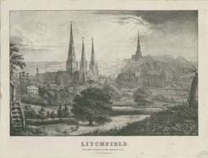 Lichfield - Vista Noroeste: litografia, nd [?19 cent] (estampado) de School English